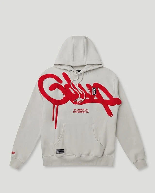 Geedup Handstyle G Hoodie Light Grey/Red